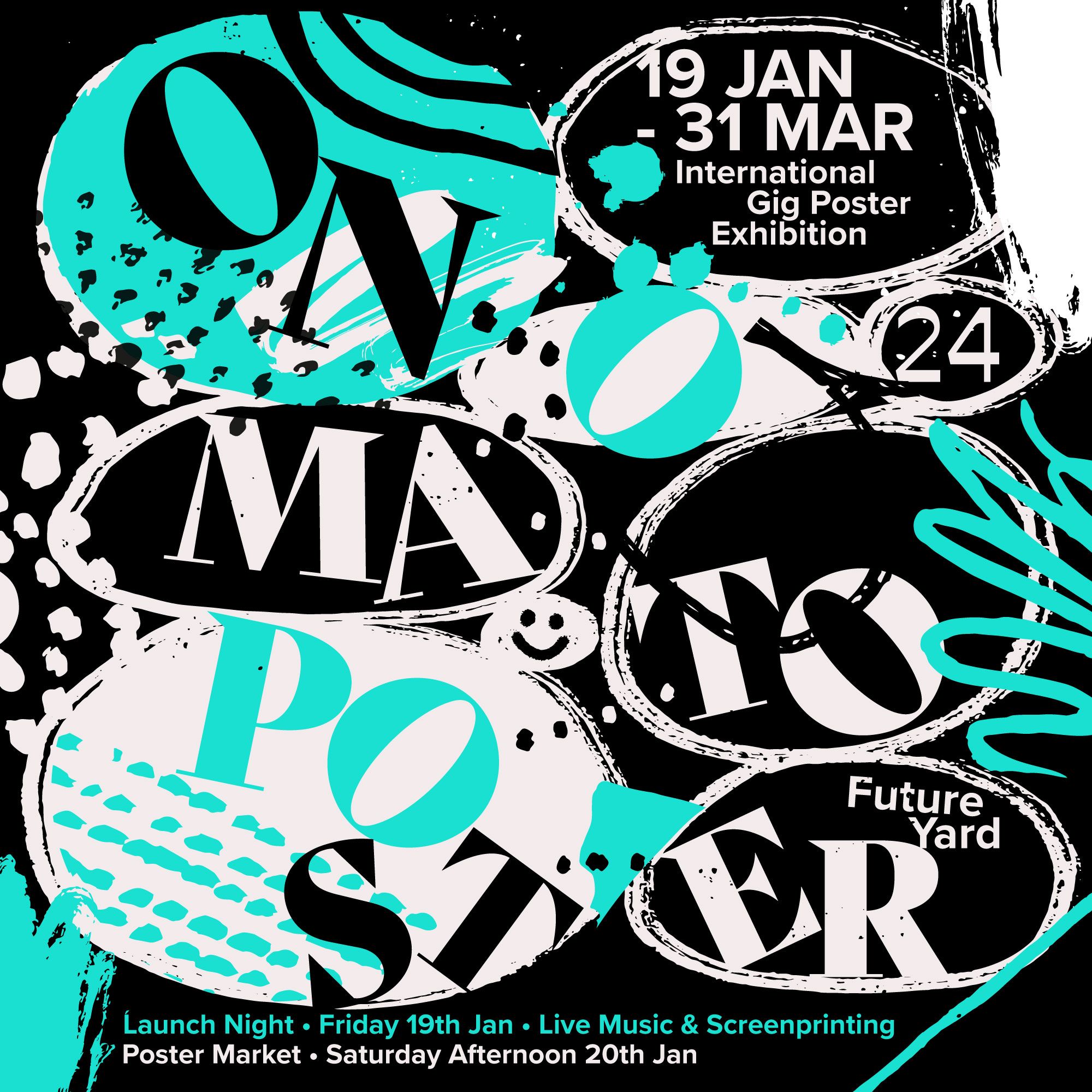 Onomatoposter international gig poster exhibition at Future yard January 2024